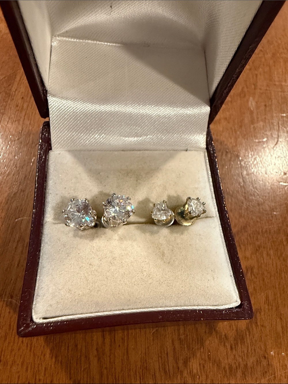 Classic Round-Cut Cubic Zirconia Stud Earrings - White/Silver & White/Gold color